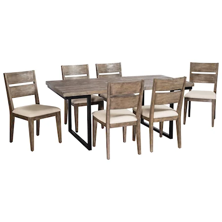 Contemporary 7 Piece Table and Upholstered Chair Set